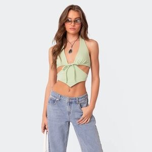 NWT Cady Tie Front Cut Out Top